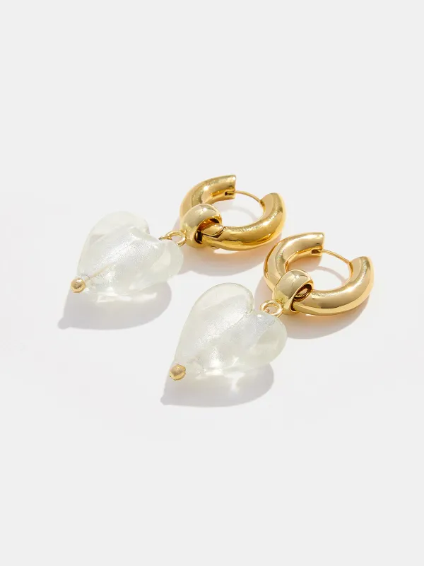 Heart Drop Hoop Earrings made by COMMENSE