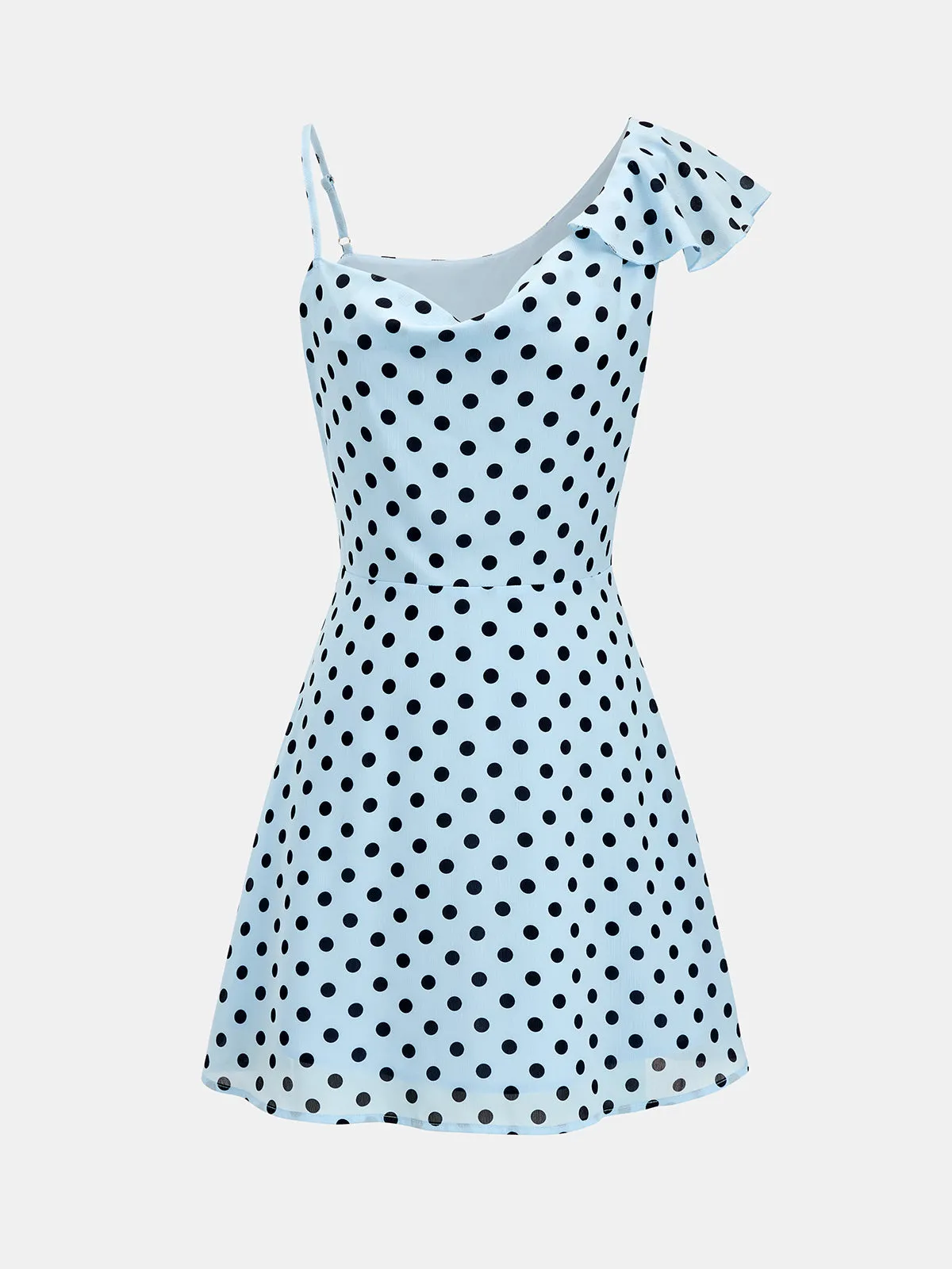 Asymmetric Ruffle Polka Dot Mini Dress sold by COMMENSE product image thumbnail 2