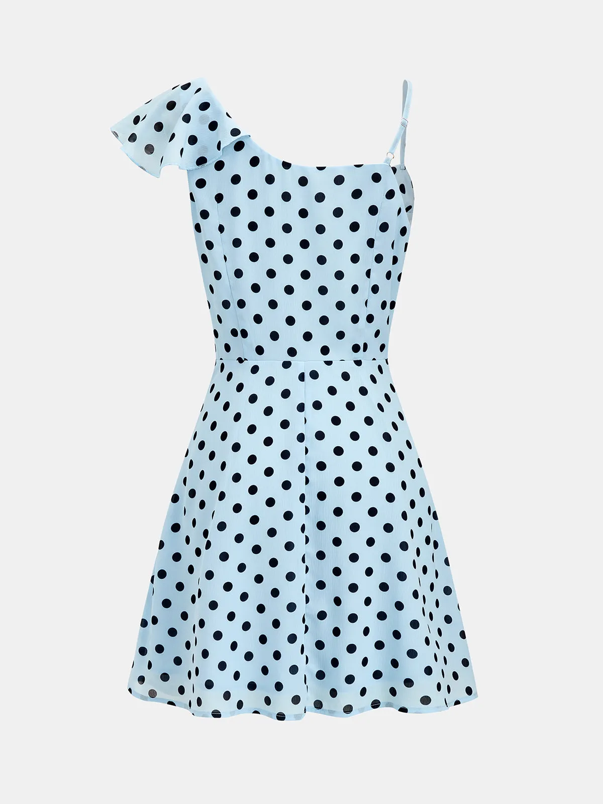 Asymmetric Ruffle Polka Dot Mini Dress sold by COMMENSE product image thumbnail 3