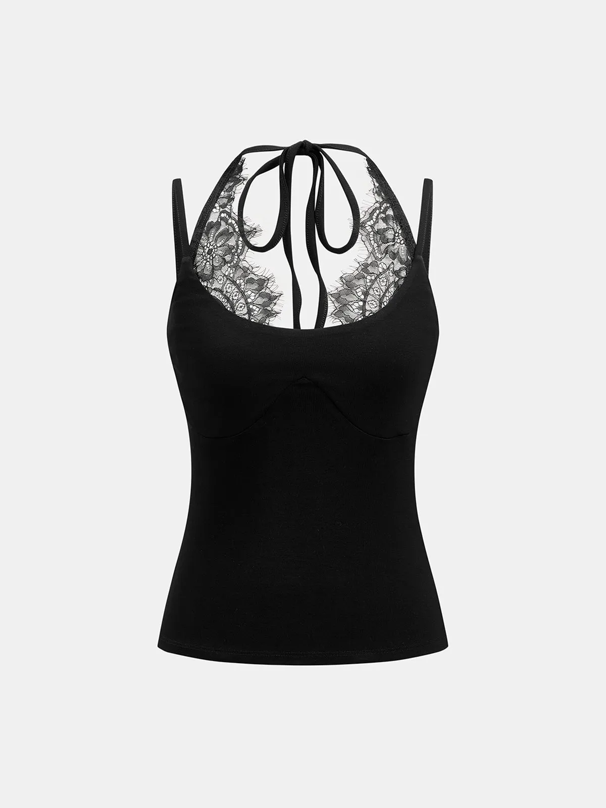 Lace Trim Halter Slim Cami Top sold by COMMENSE product image thumbnail 2