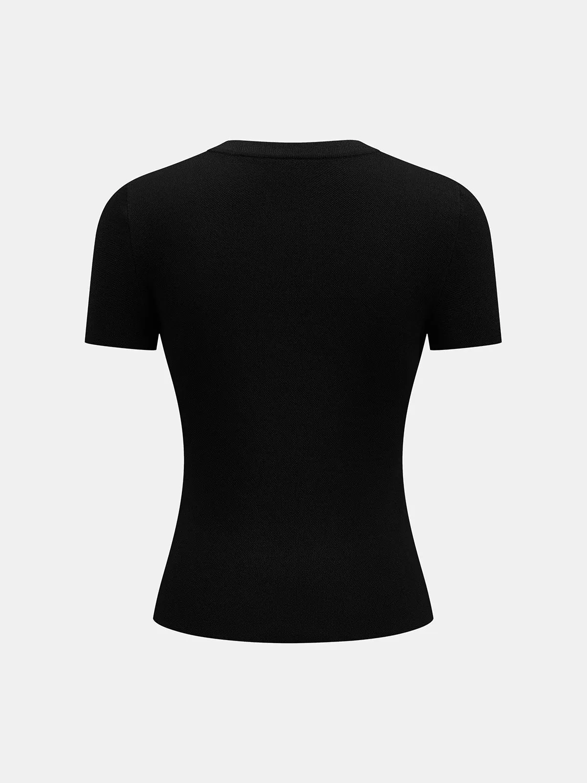 Diagonal Button Short Sleeve Knit Top sold by COMMENSE product image thumbnail 3