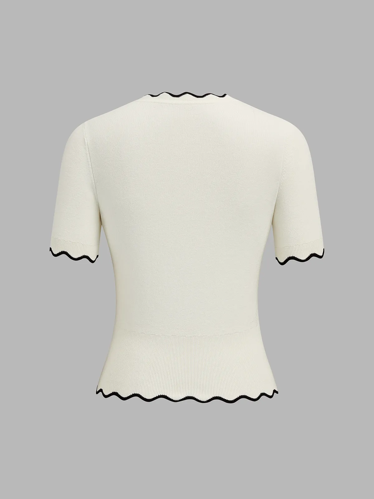 Contrast Wave Edge Button Front Knit Top sold by COMMENSE product image thumbnail 3