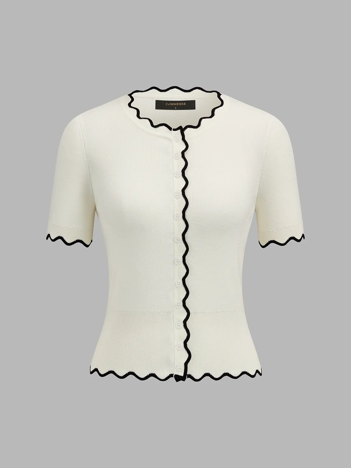 Contrast Wave Edge Button Front Knit Top sold by COMMENSE product image thumbnail 2