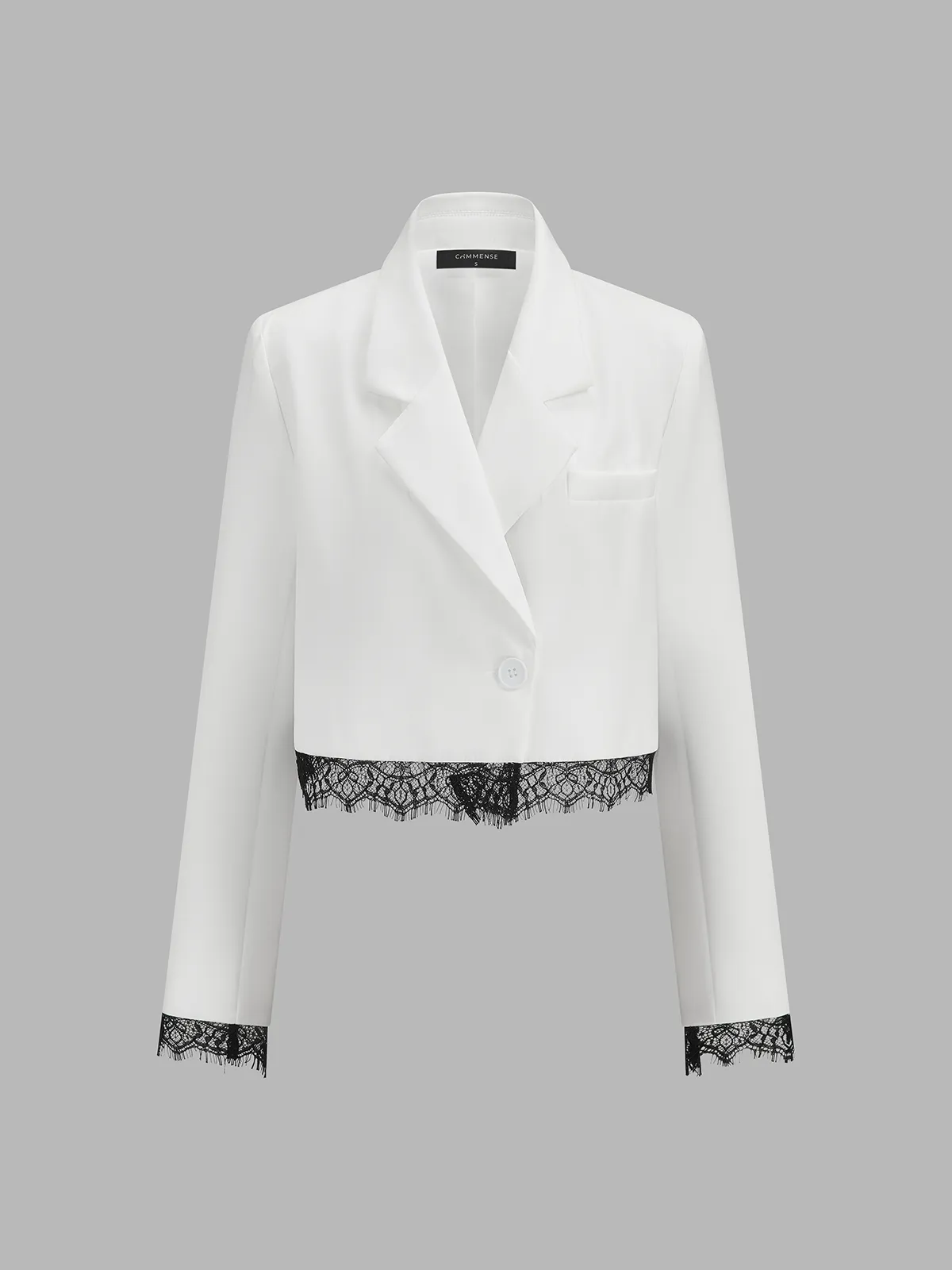 Lace Trim Cropped Blazer & Shorts Set sold by COMMENSE product image thumbnail 3