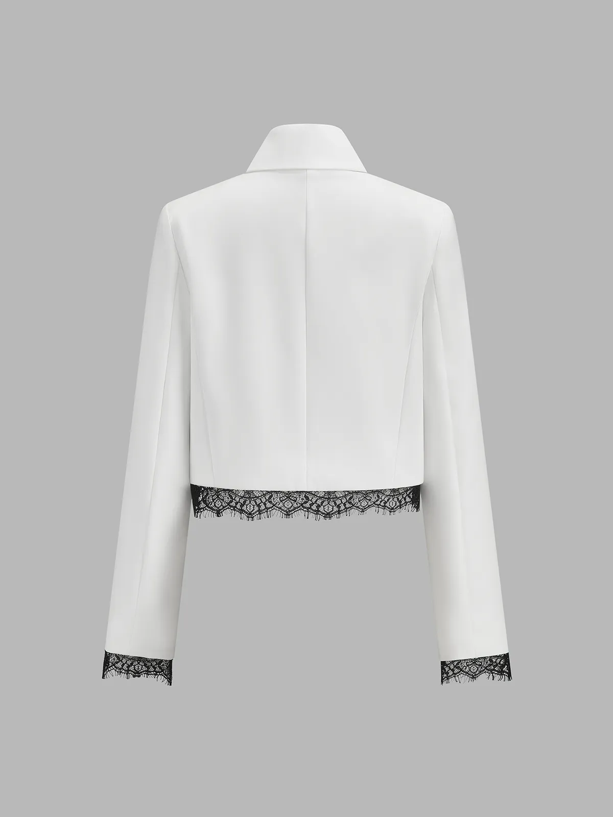 Lace Trim Cropped Blazer & Shorts Set sold by COMMENSE product image thumbnail 4