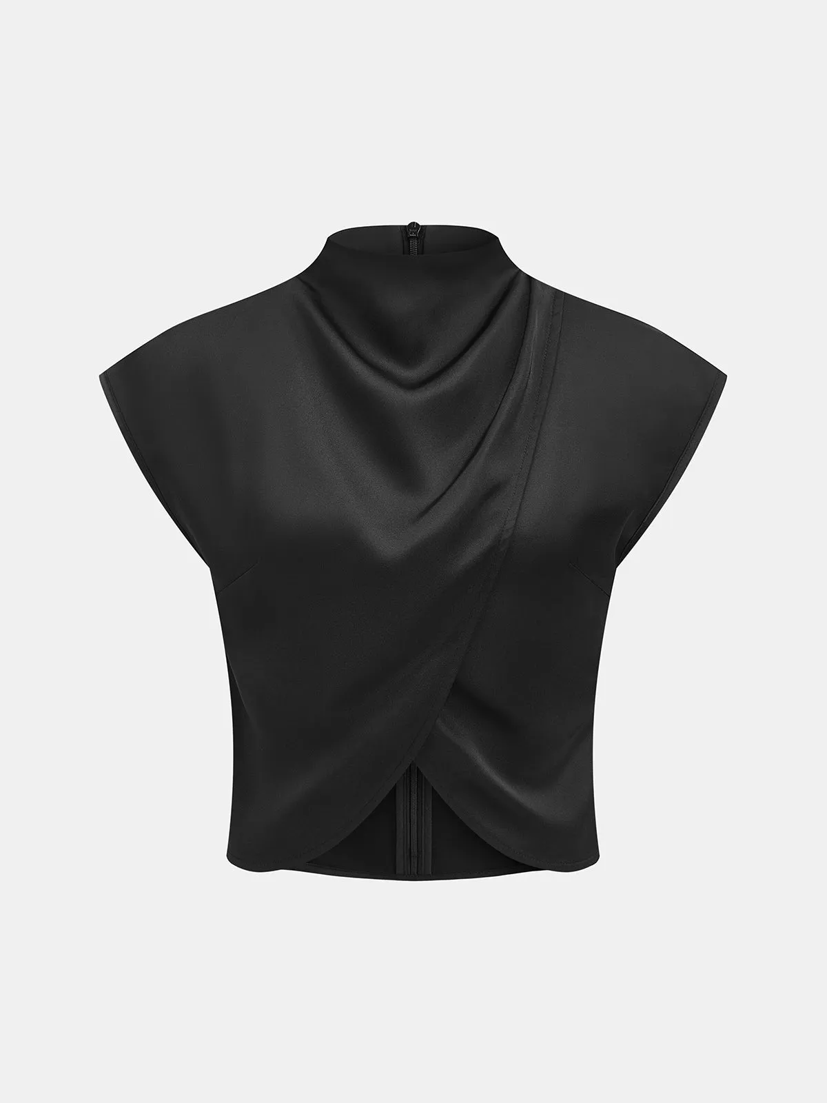 Draped Satin Cap Sleeve Blouse sold by COMMENSE product image thumbnail 2