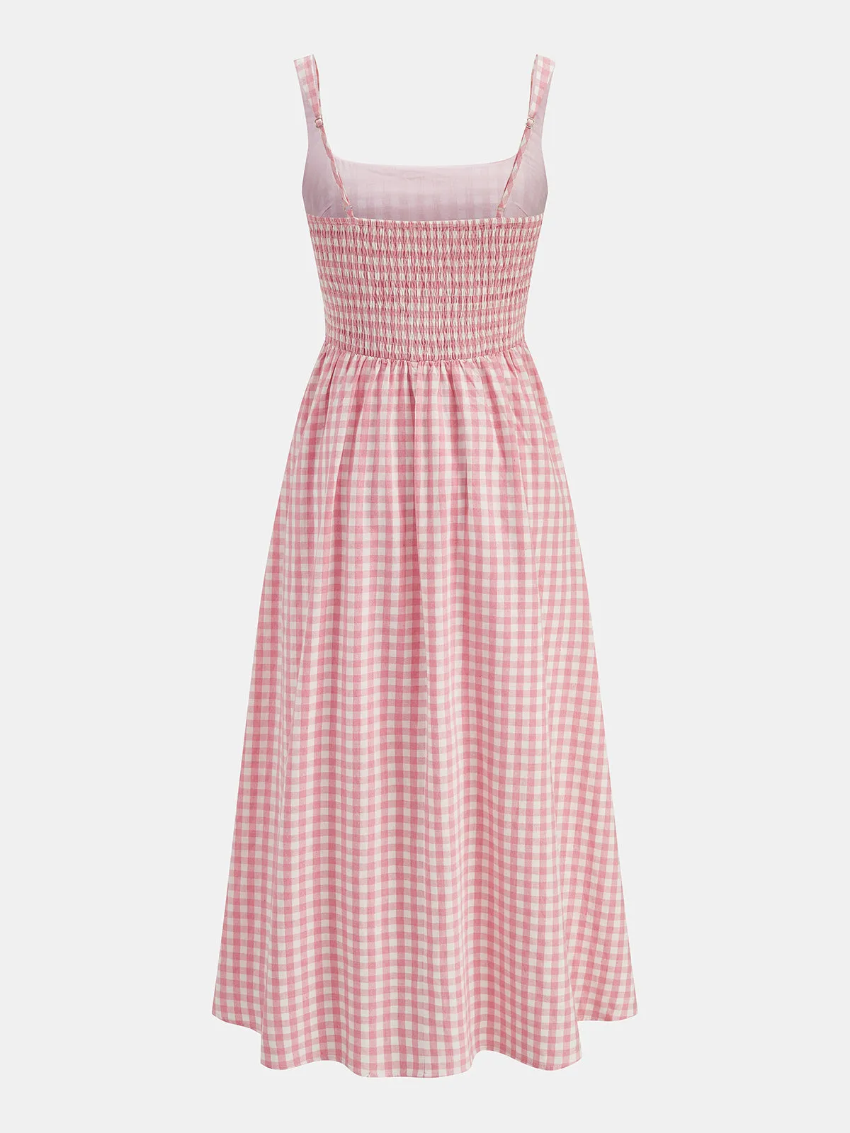 Plaid Smocked Bust Flare Vacation Sundress sold by COMMENSE product image thumbnail 3