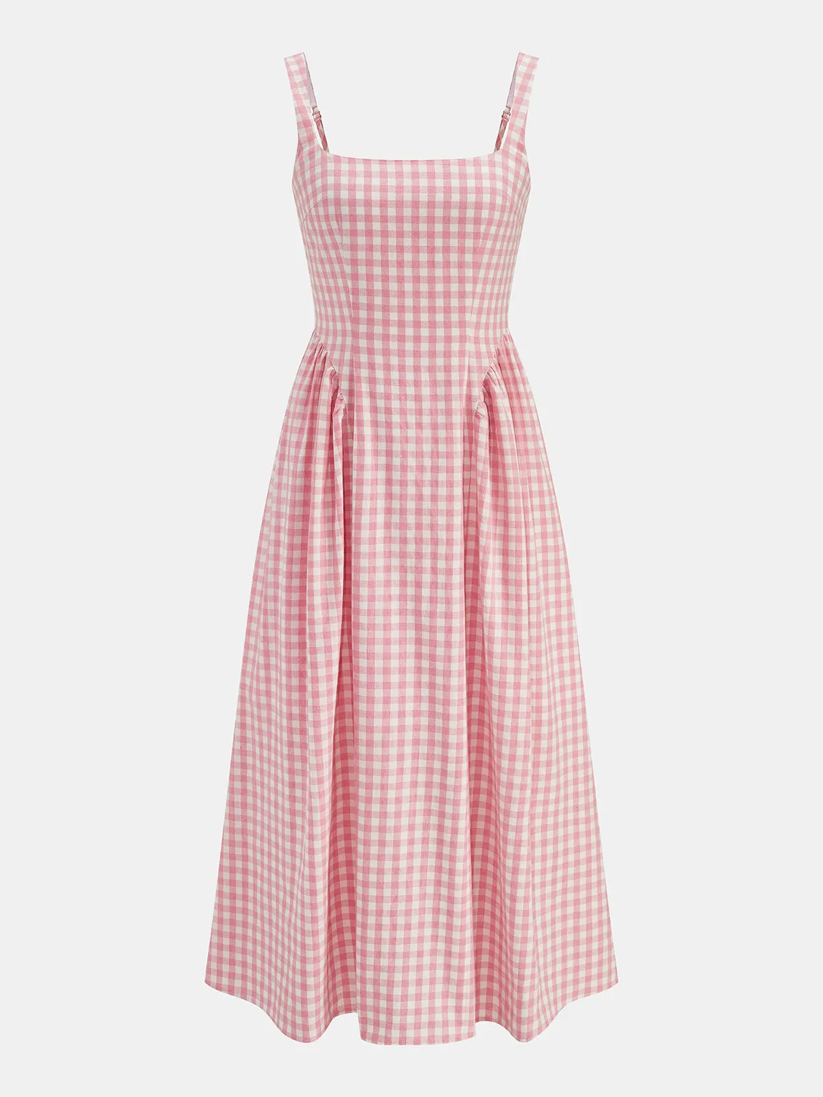 Plaid Smocked Bust Flare Vacation Sundress sold by COMMENSE