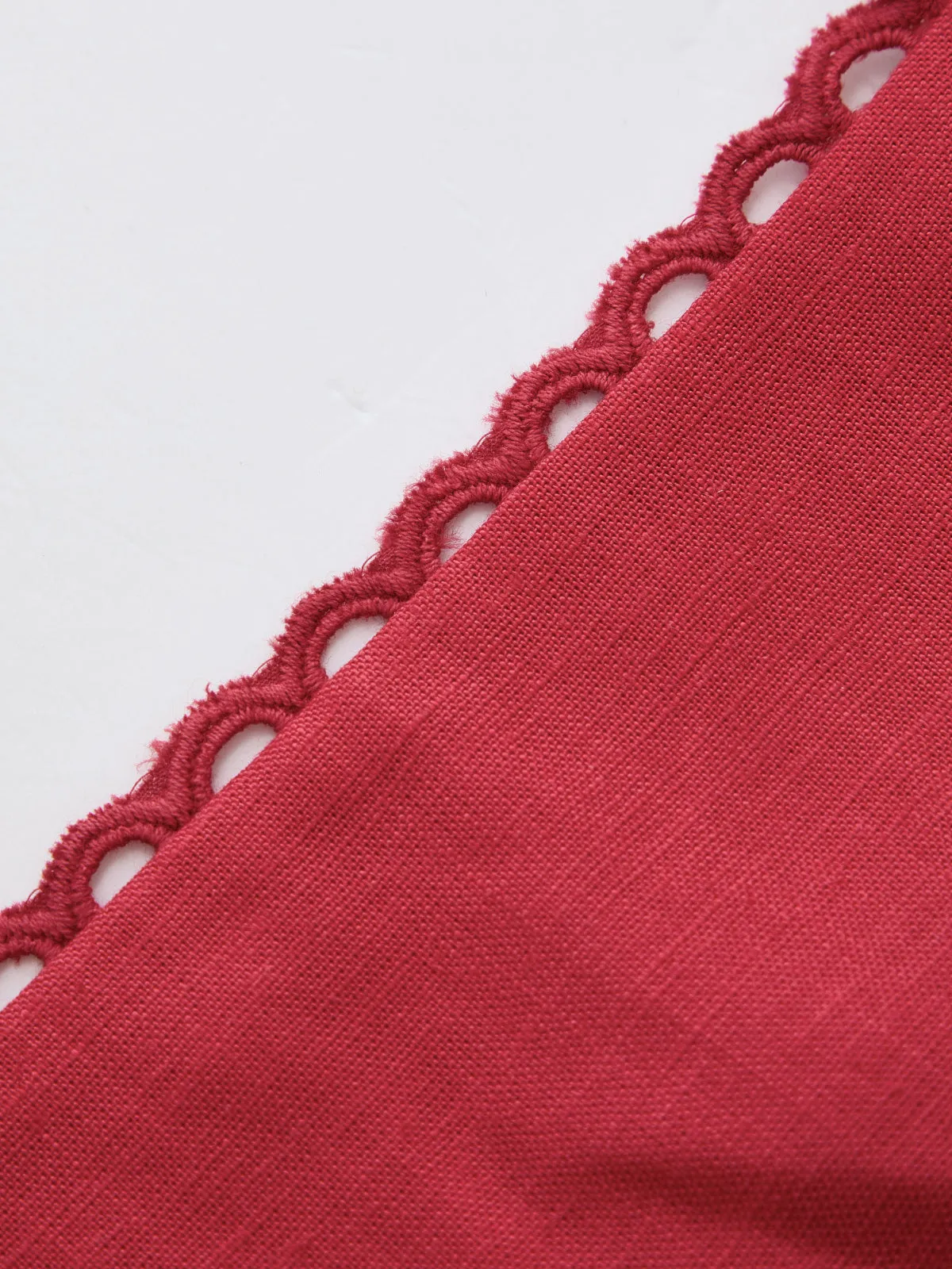 Linen Blend Sleeveless Scallop Trim Midi Dress sold by COMMENSE product image thumbnail 4