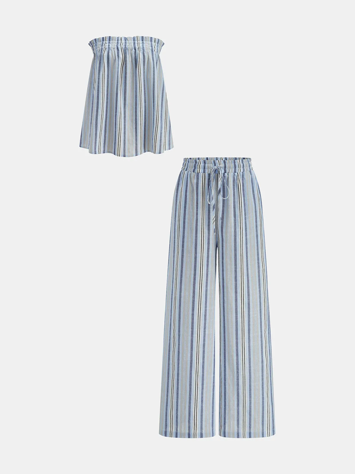 Striped Tube Top & Drawstring Pants Set sold by COMMENSE product image thumbnail 2