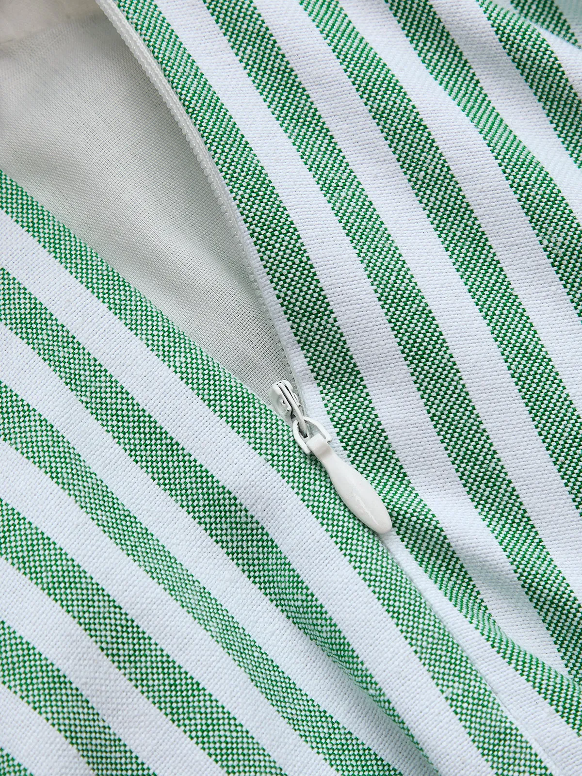 Striped Bow Strap V Neck Midi Dress sold by COMMENSE product image thumbnail 5