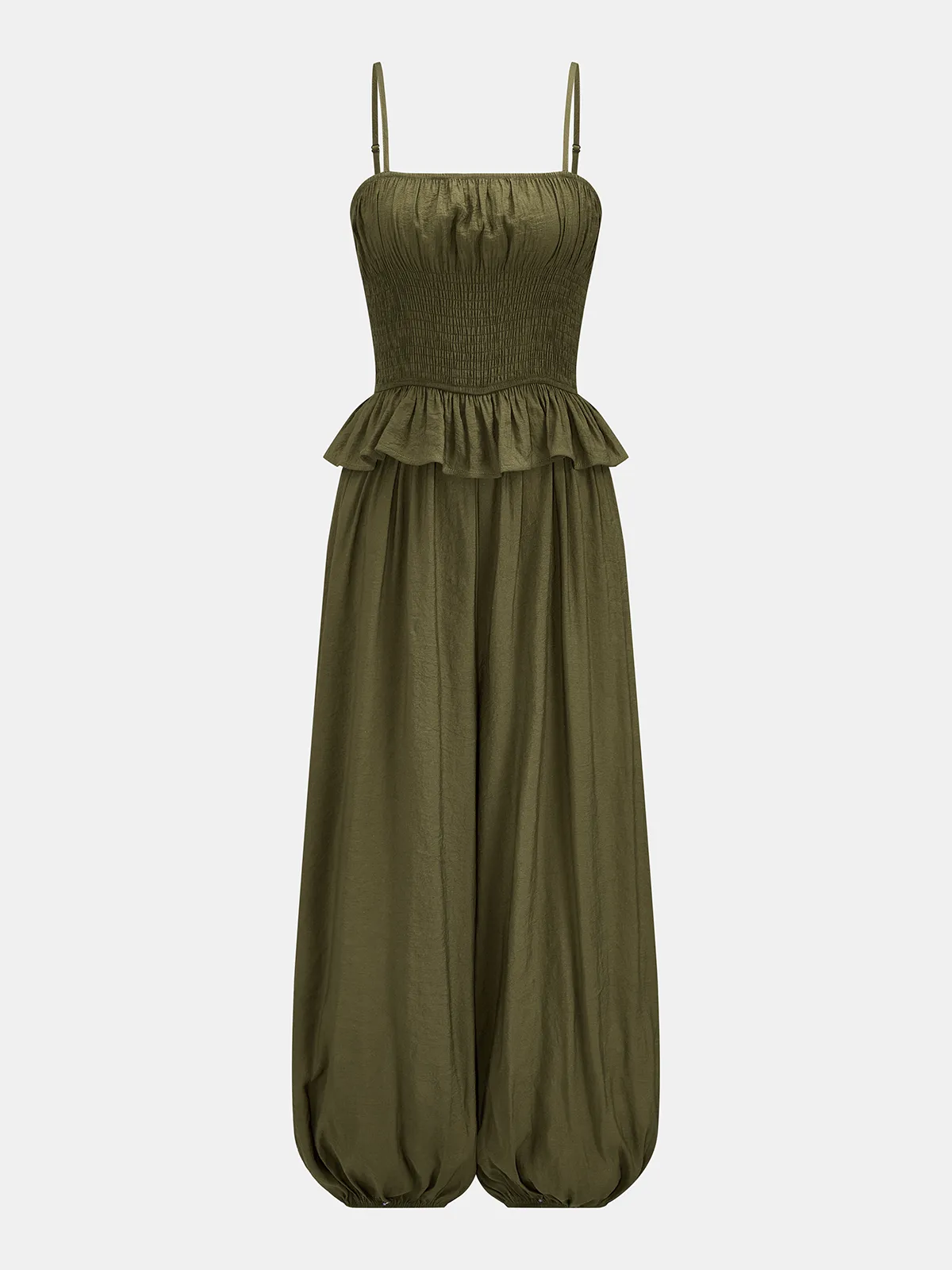 Smocked Ruffle Cami Balloon Hem Jumpsuit sold by COMMENSE product image thumbnail 2