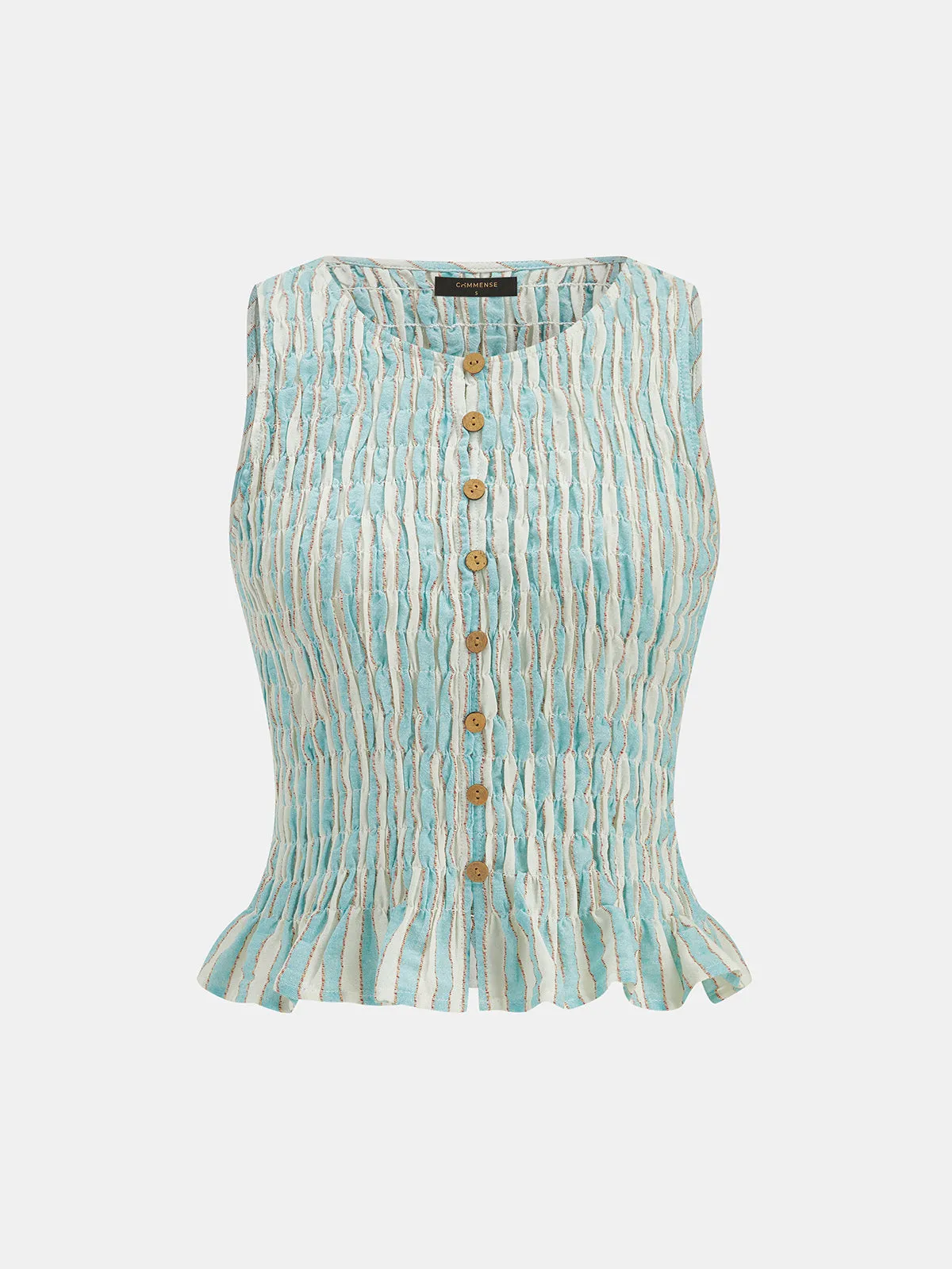 Striped Smocked Two Piece Pants Set sold by COMMENSE product image thumbnail 2