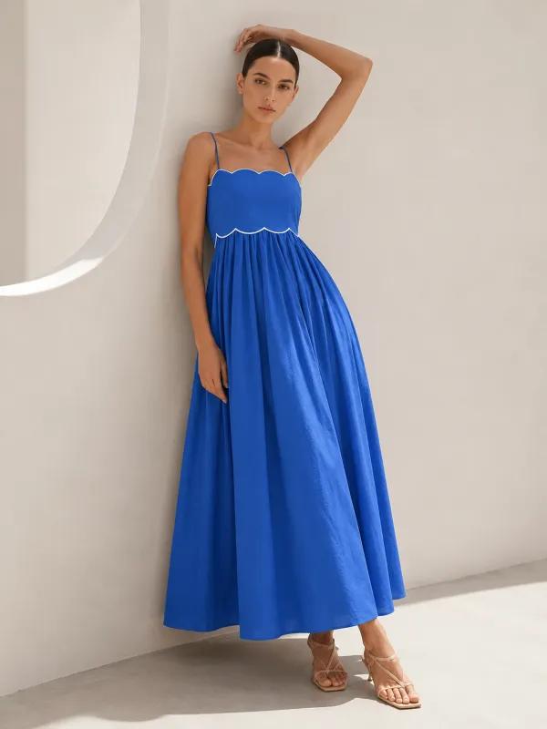 Scalloped Piping Cotton Cami Maxi Dress made by COMMENSE