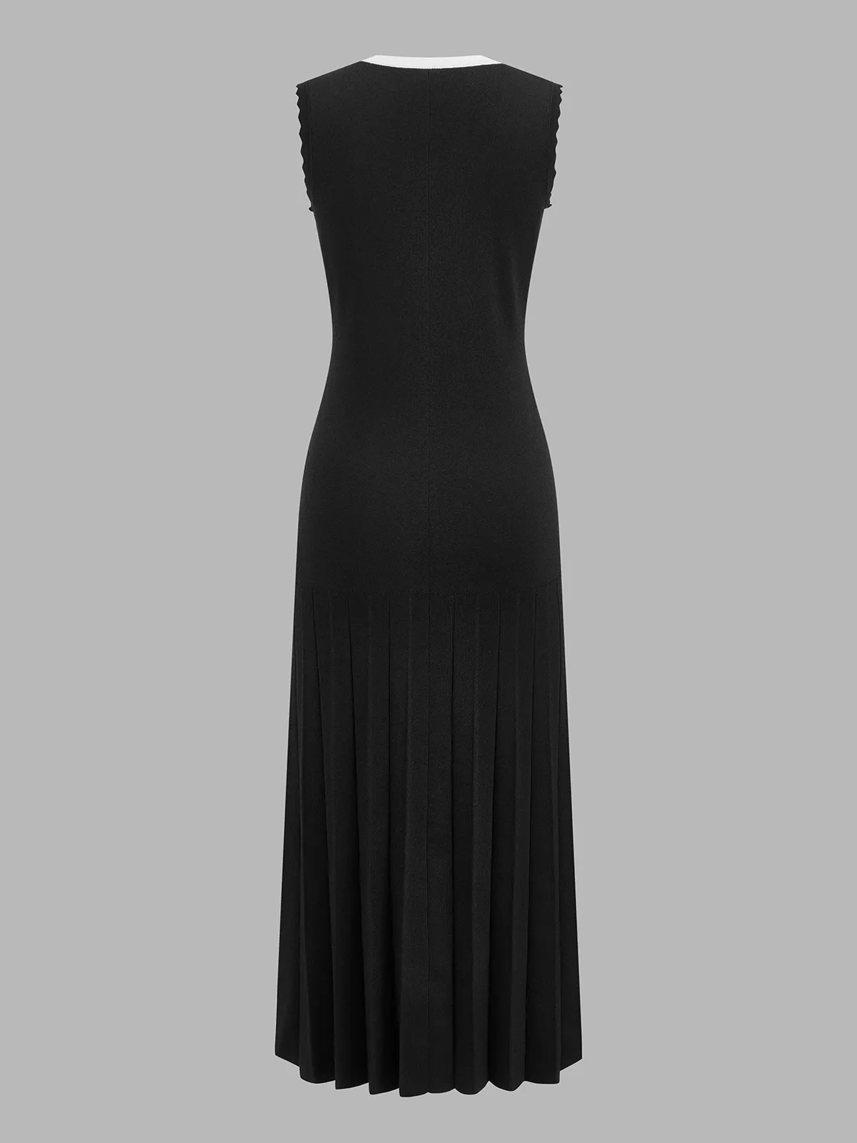 Scalloped Edge Pleated Knit Maxi Dress sold by COMMENSE product image thumbnail 3