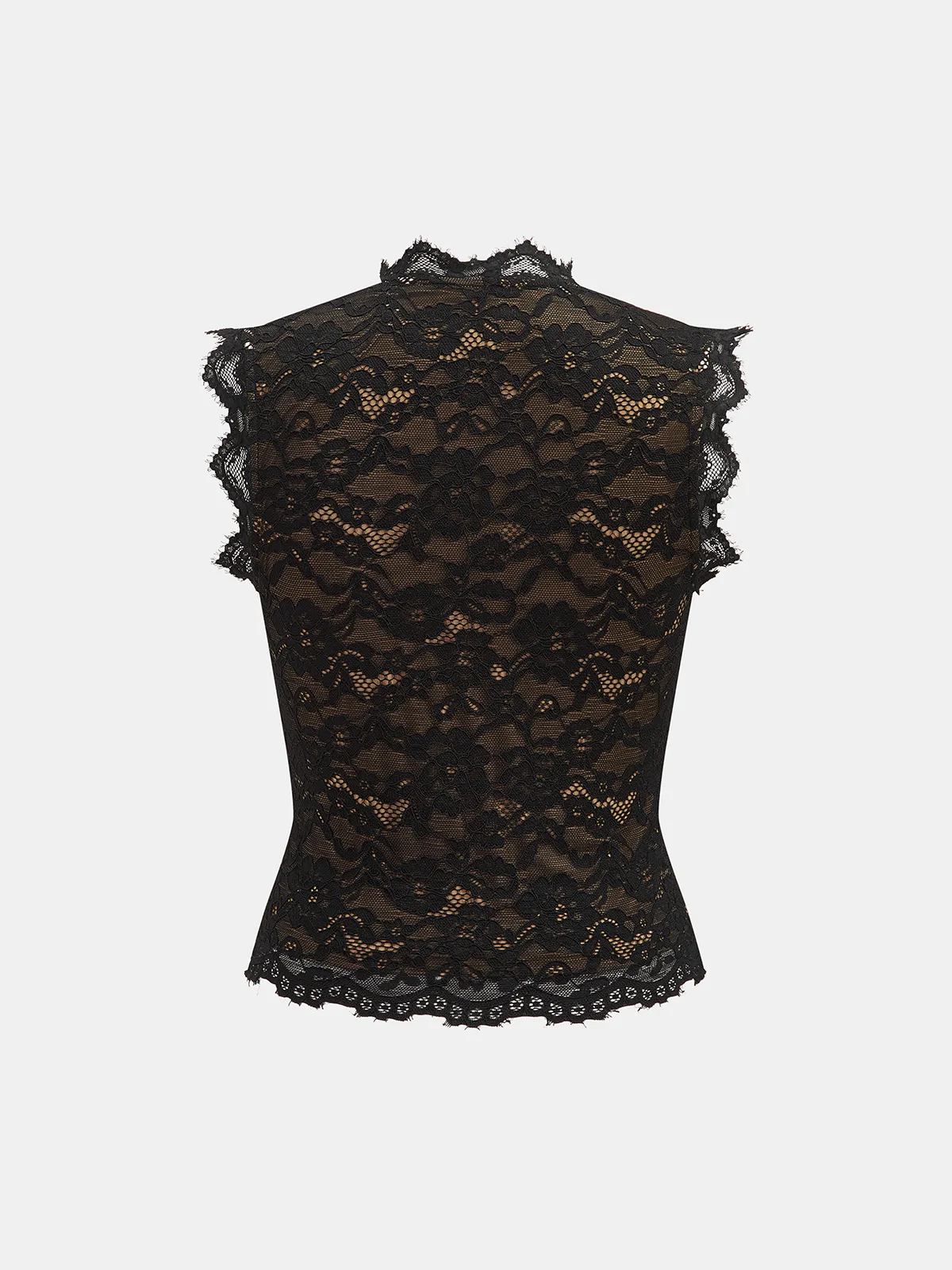 Keyhole Neck Lace Sleeveless Top sold by COMMENSE product image thumbnail 3