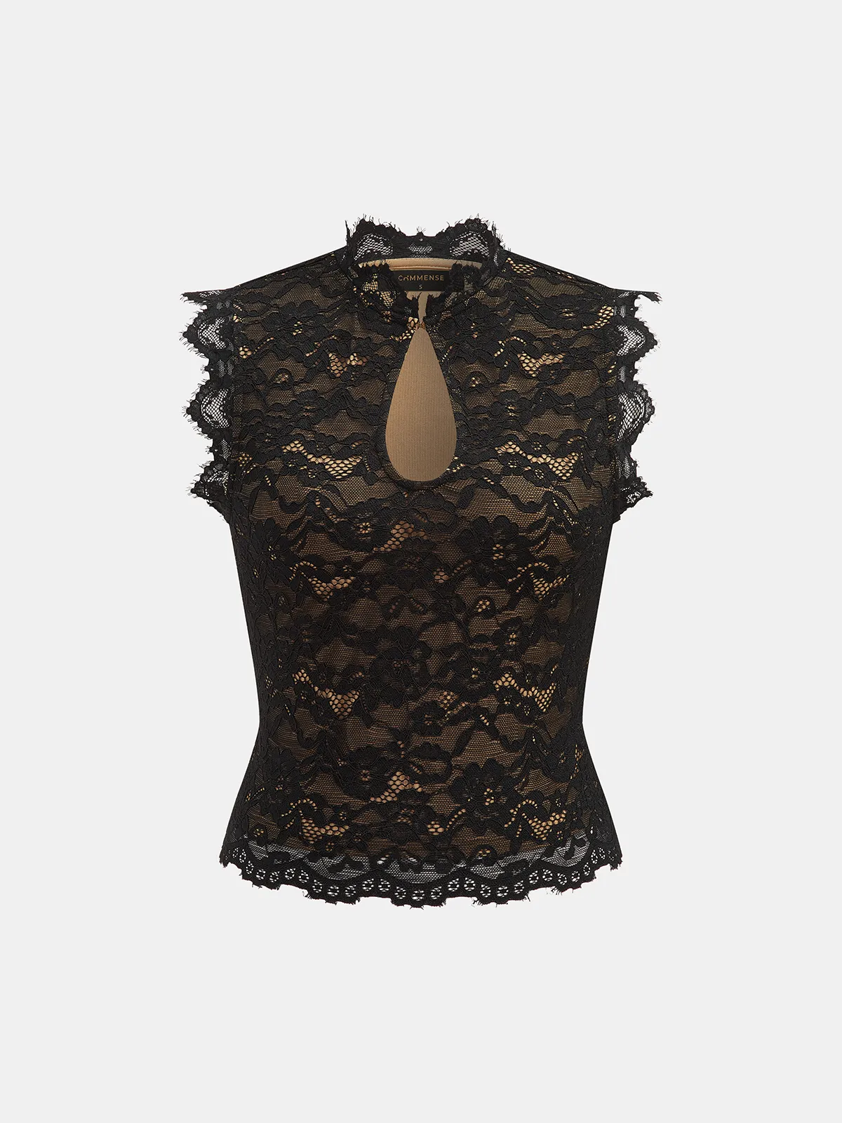 Keyhole Neck Lace Sleeveless Top sold by COMMENSE product image thumbnail 2
