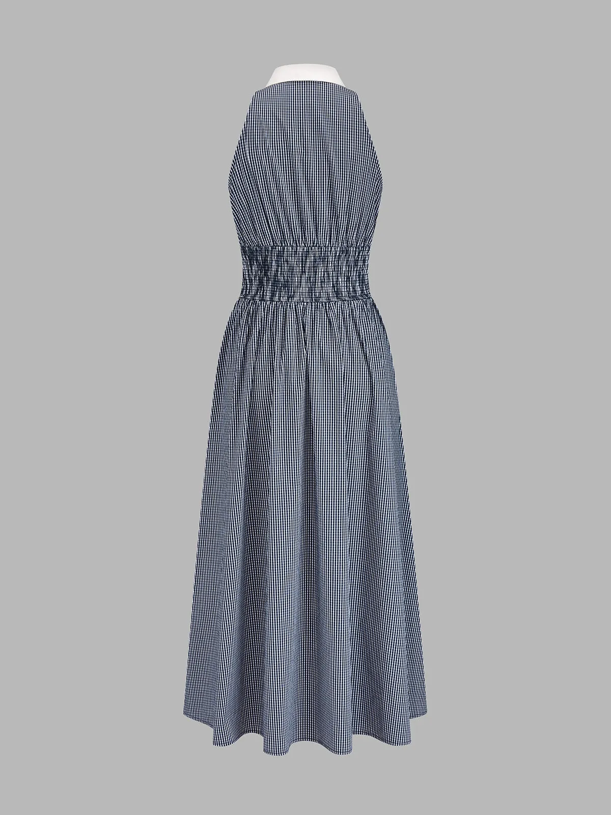 Contrast Collar Wrap Waist Gingham Maxi Dress sold by COMMENSE product image thumbnail 2