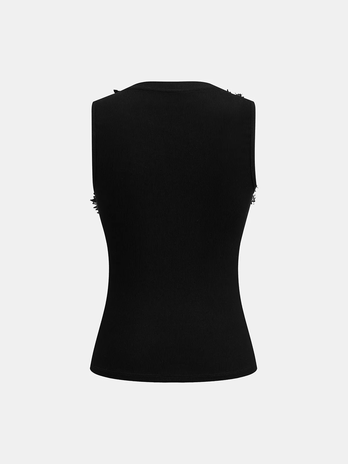 Floral Applique Ribbed Sleeveless Tank Top sold by COMMENSE product image thumbnail 2