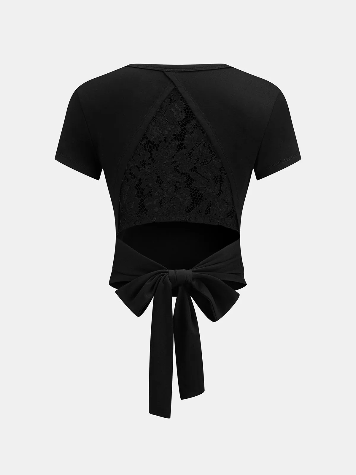Lace Open Back Tie Cropped Top sold by COMMENSE product image thumbnail 3