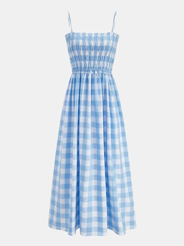 Gingham Smocked Cami Maxi Dress made by COMMENSE