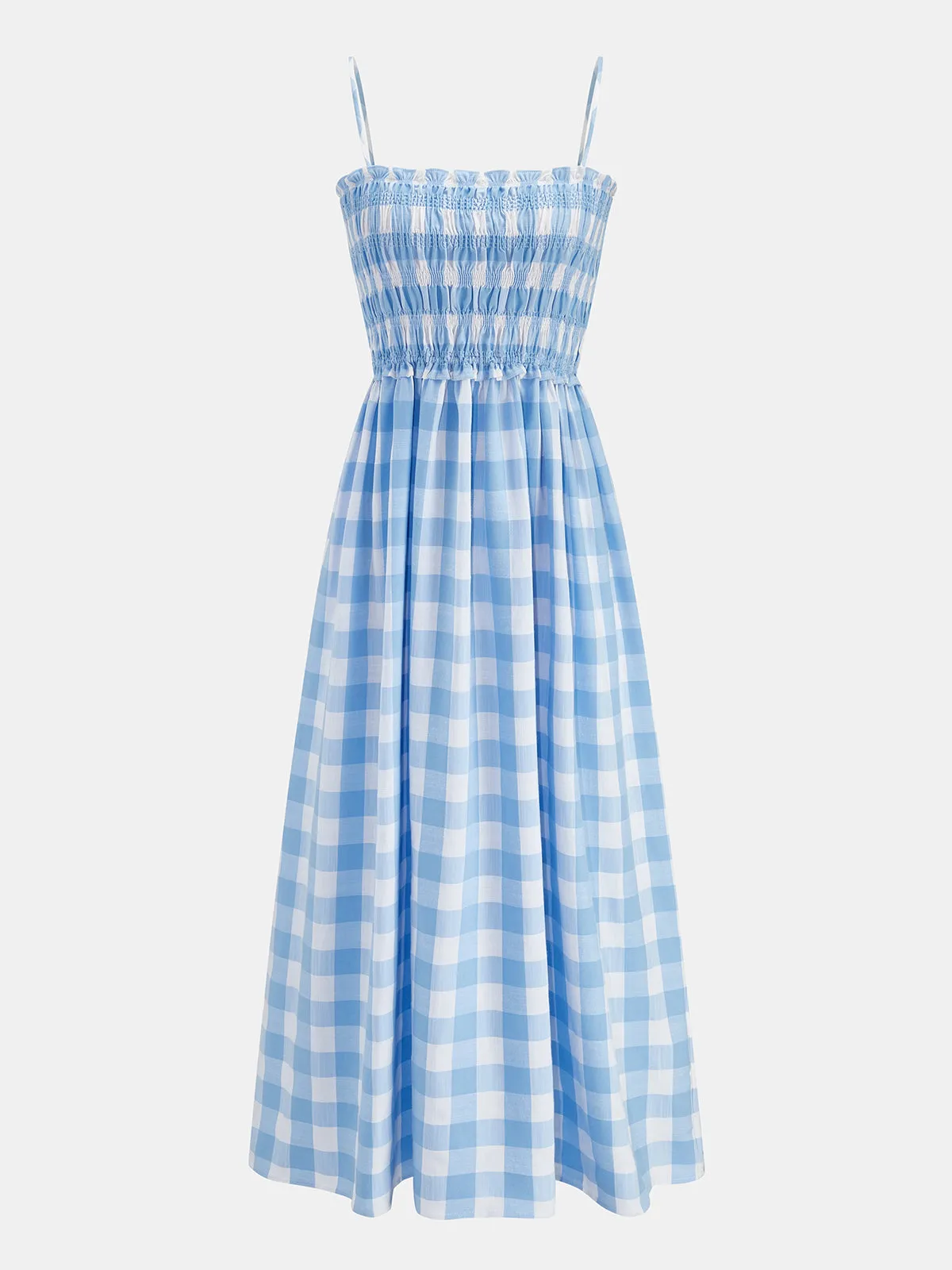 Gingham Smocked Cami Maxi Dress sold by COMMENSE