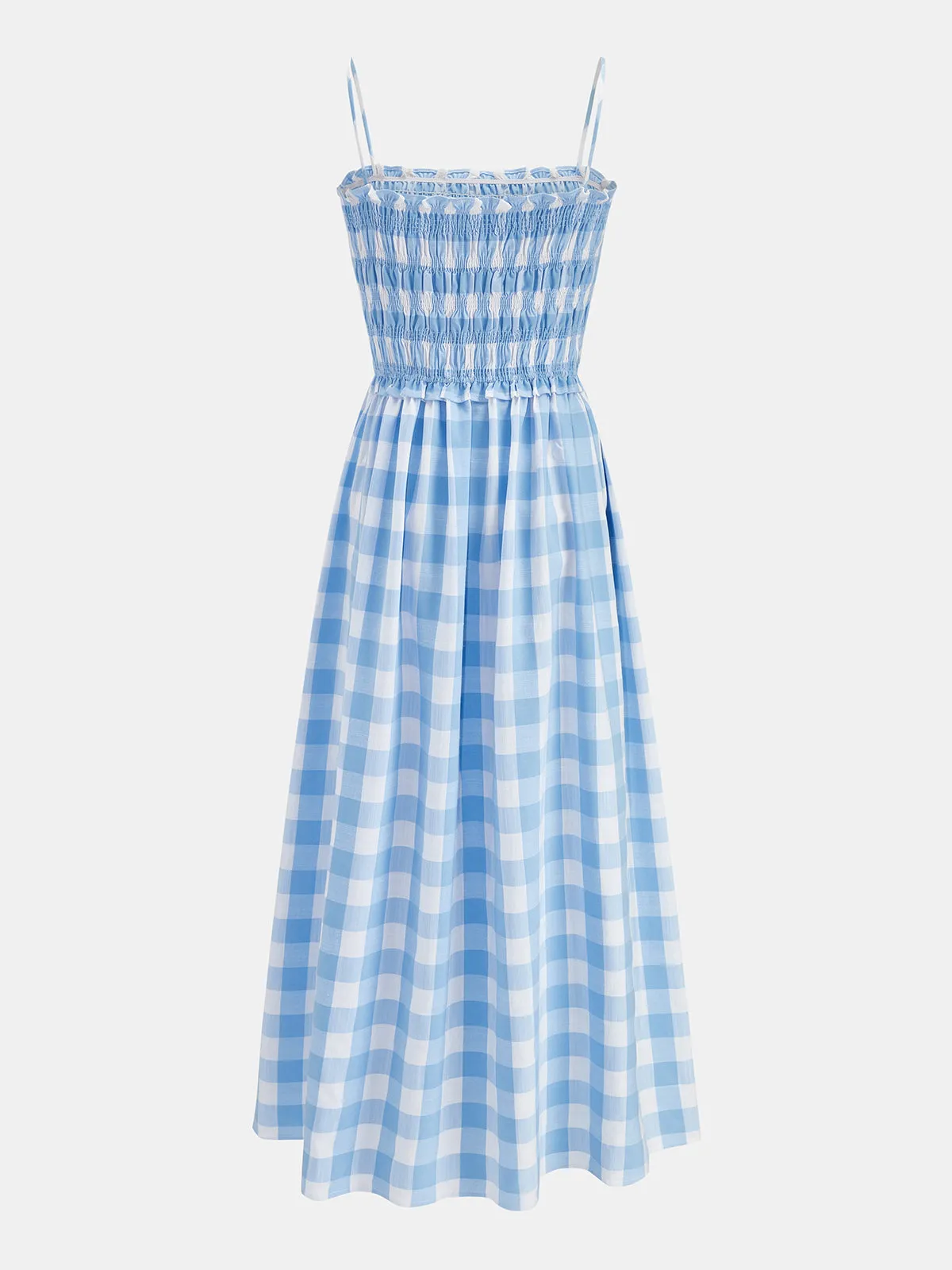 Gingham Smocked Cami Maxi Dress sold by COMMENSE product image thumbnail 2