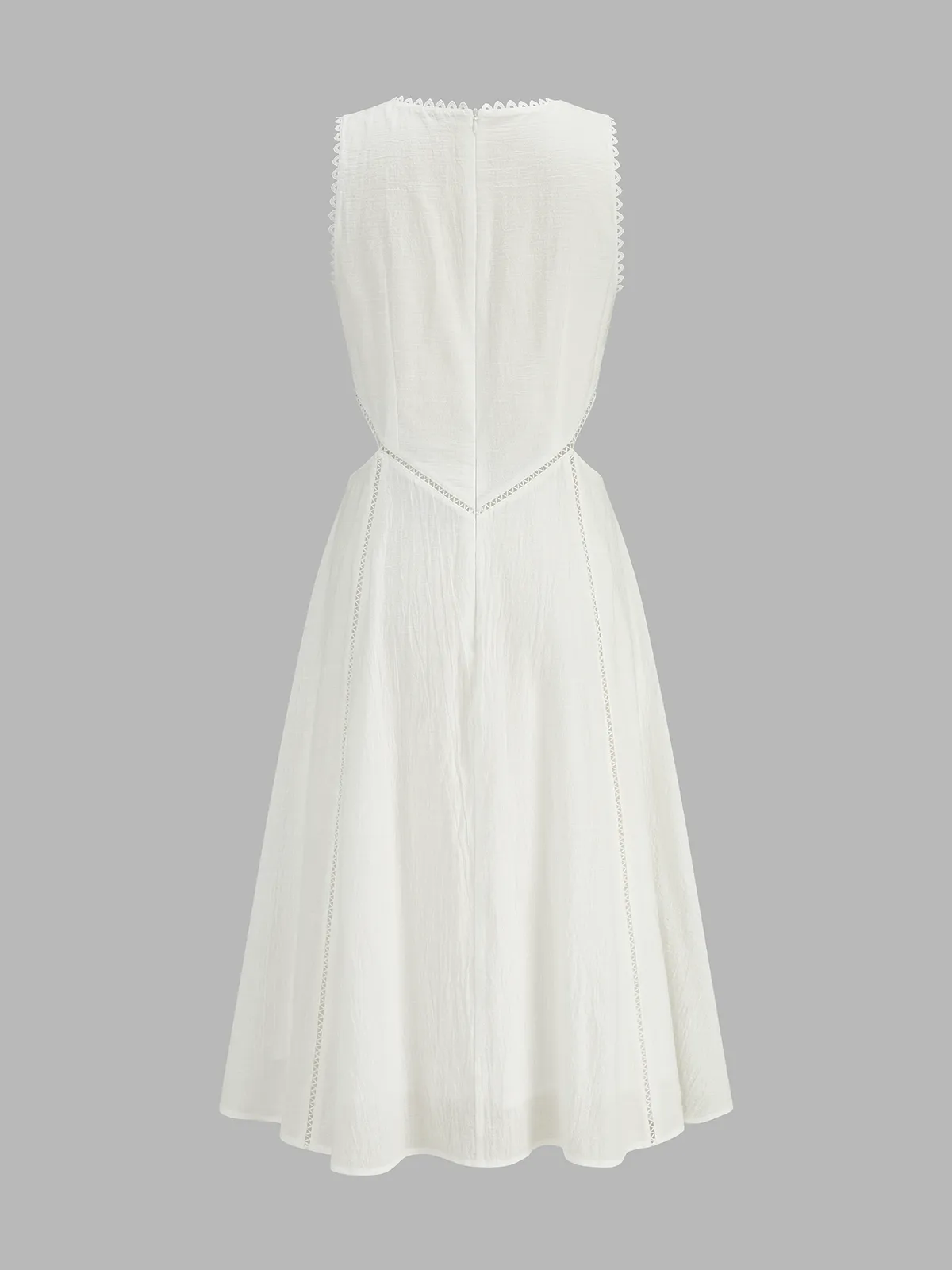 Lace Trim Cutout Cotton Linen Maxi Dress sold by COMMENSE product image thumbnail 4
