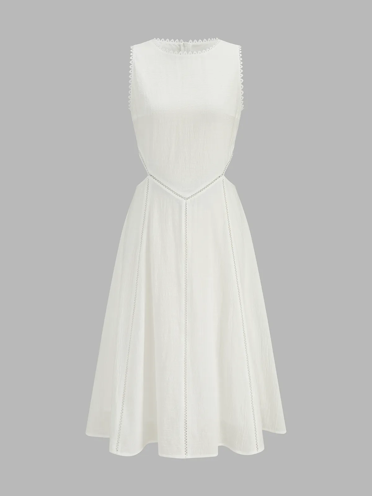 Lace Trim Cutout Cotton Linen Maxi Dress sold by COMMENSE product image thumbnail 2