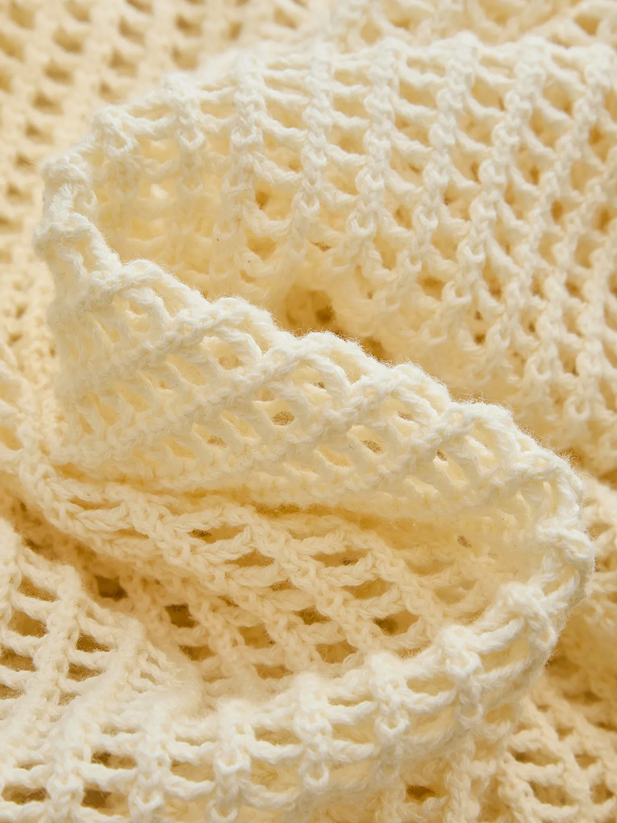 Open Knit Button Shoulder Short Sleeve Sweater sold by COMMENSE product image thumbnail 5