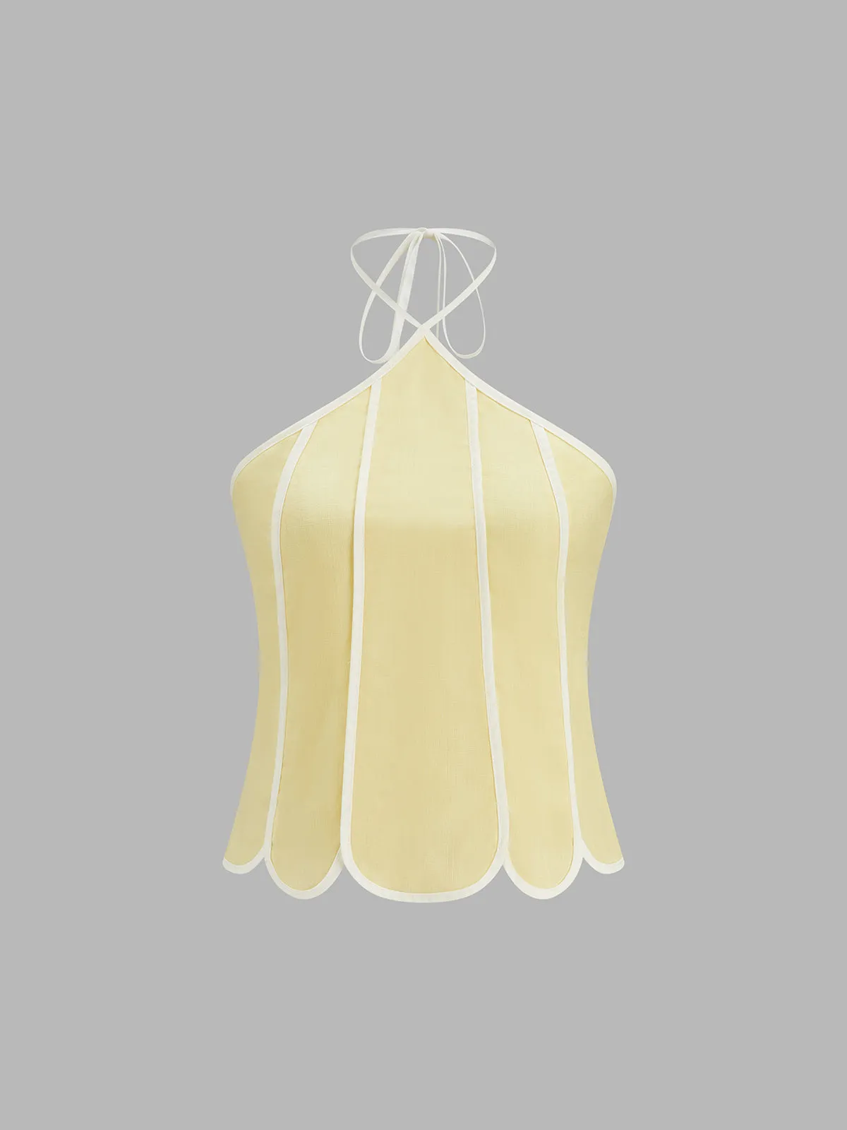 Scallop Trim Halter Top & Midi Skirt Set sold by COMMENSE product image thumbnail 3