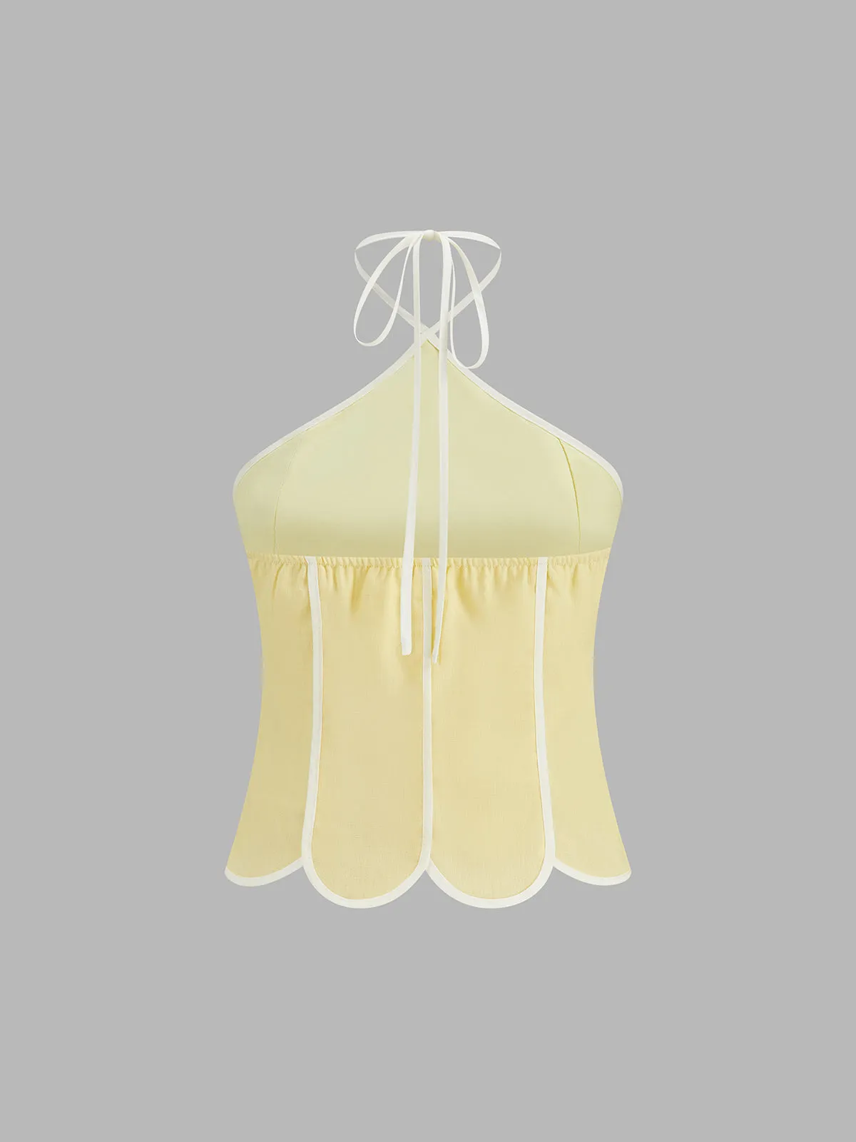 Scallop Trim Halter Top & Midi Skirt Set sold by COMMENSE product image thumbnail 4