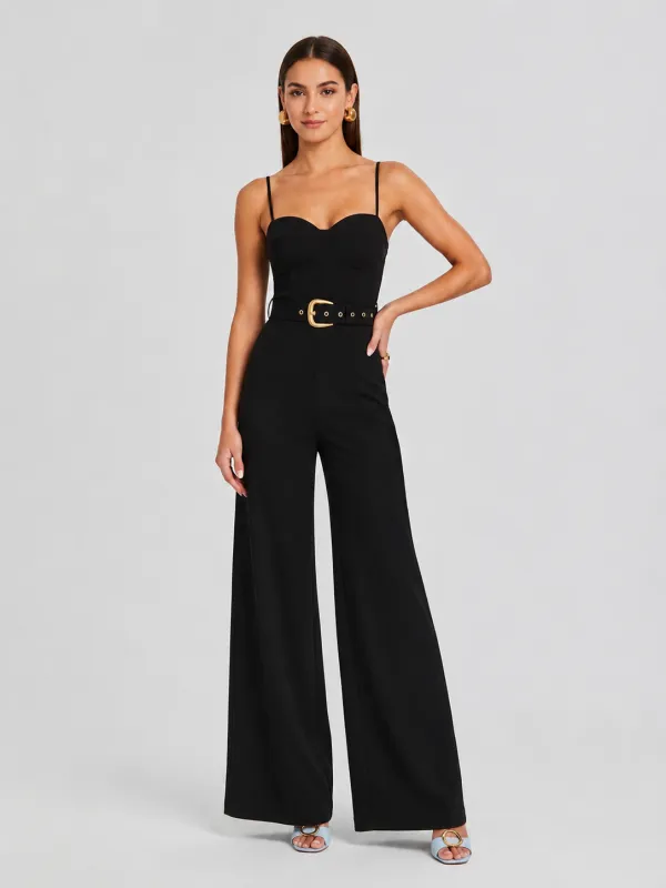 Belted Cami Wide Leg Jumpsuit made by COMMENSE