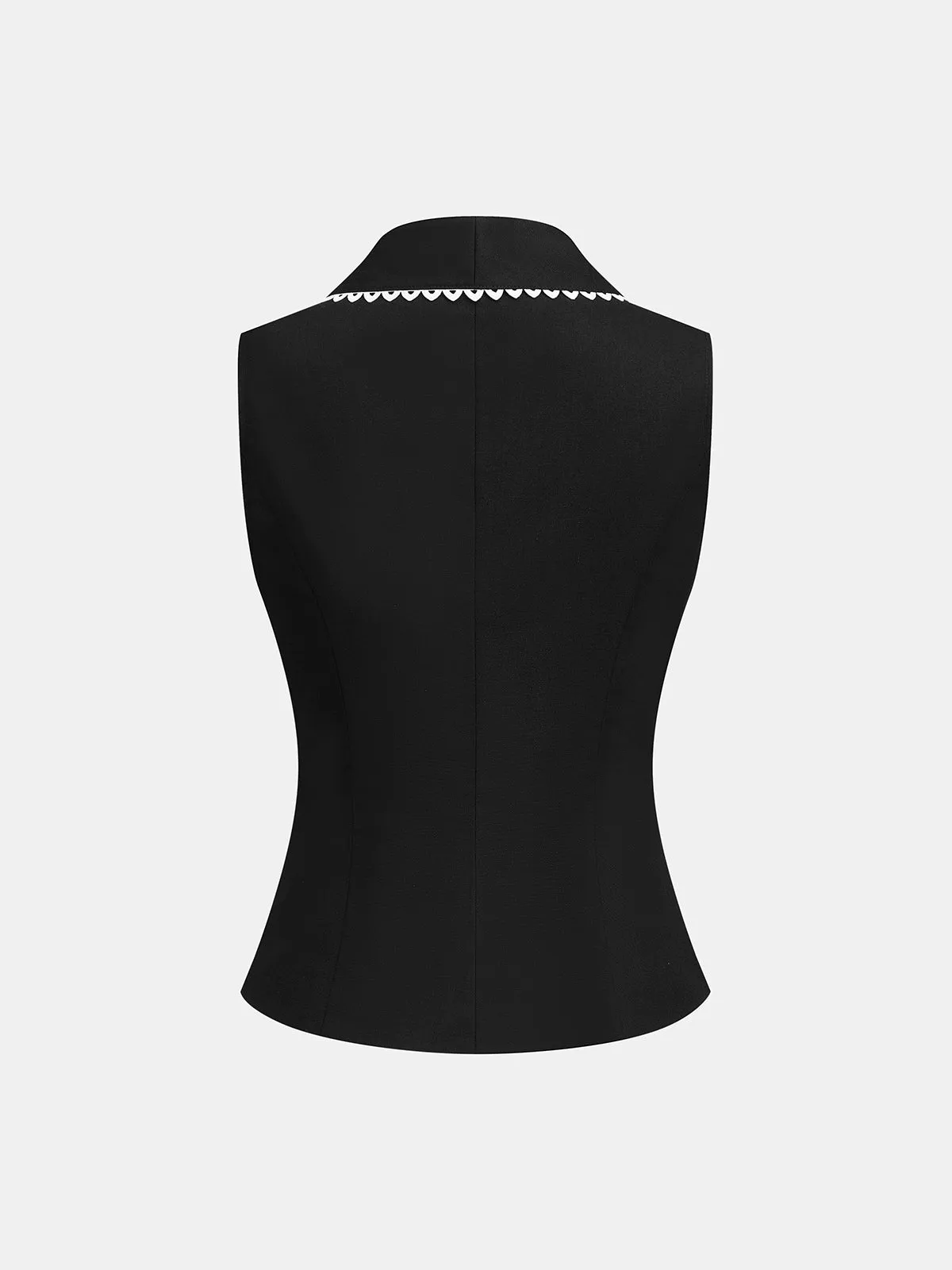 Linen Blend Lace Trim Metal Button Vest sold by COMMENSE product image thumbnail 3