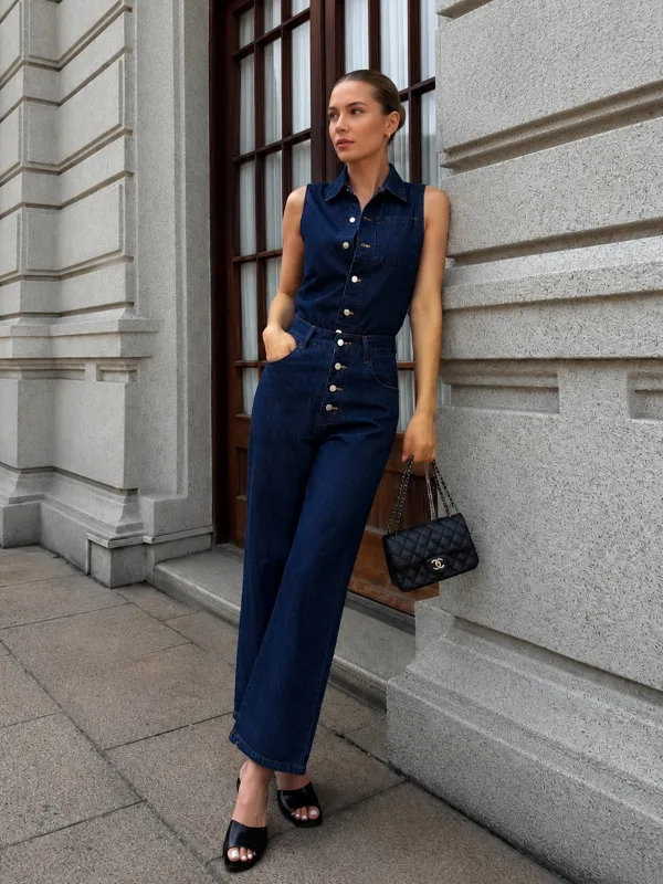 Sleeveless Denim Shirt & Nine-Pants Set made by COMMENSE