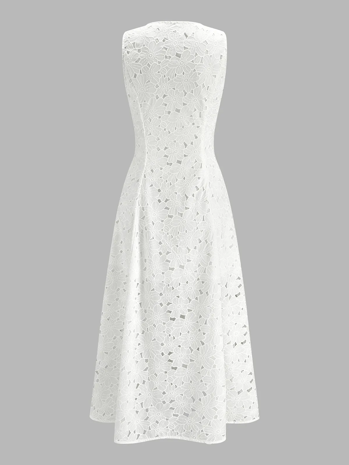 Sleeveless Floral Cutwork Slit Midi Dress sold by COMMENSE product image thumbnail 3
