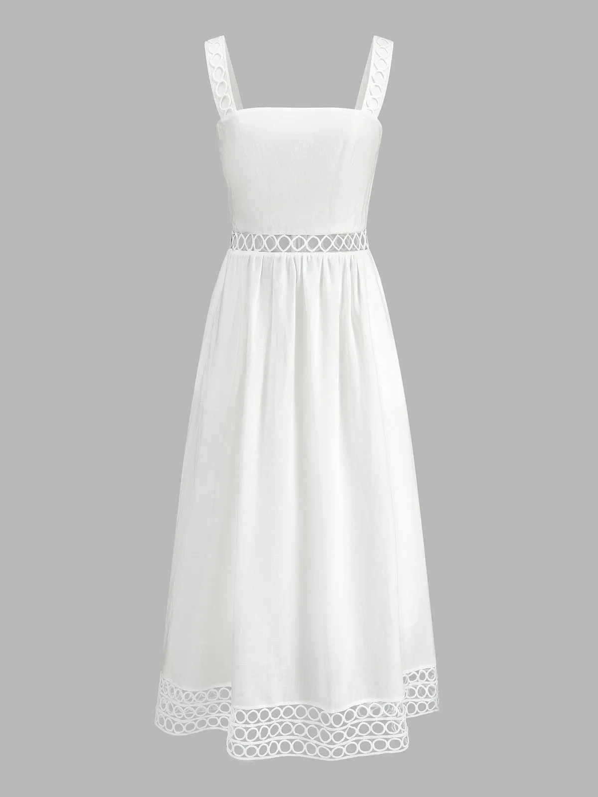 Circle Hollow Linen Blend Midi Dress sold by COMMENSE product image thumbnail 2