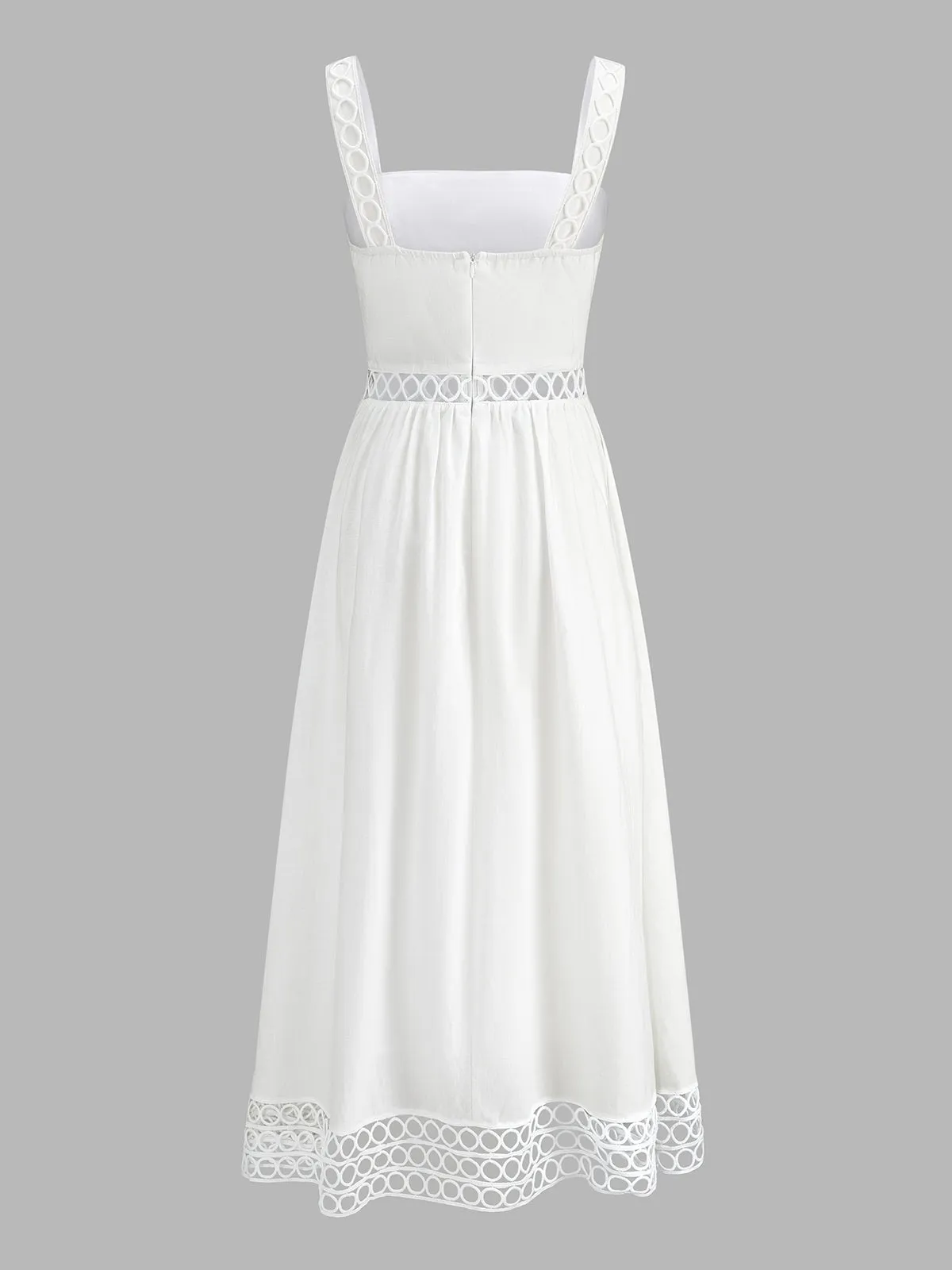 Circle Hollow Linen Blend Midi Dress sold by COMMENSE product image thumbnail 3