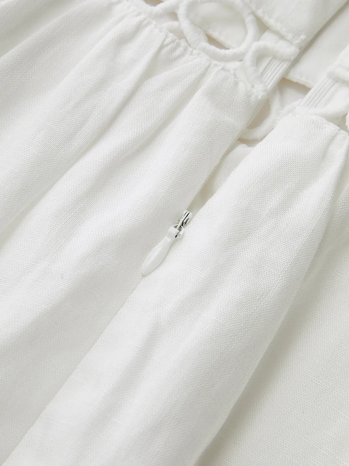 Circle Hollow Linen Blend Midi Dress sold by COMMENSE product image thumbnail 4