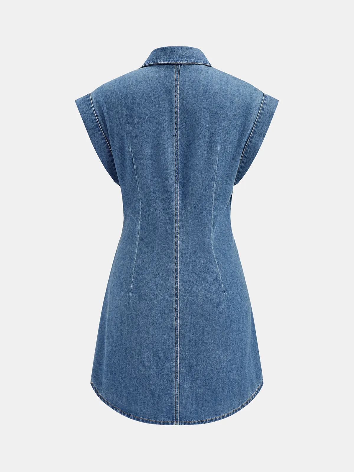 Belted Button Down Denim Shirt Dress sold by COMMENSE product image thumbnail 3