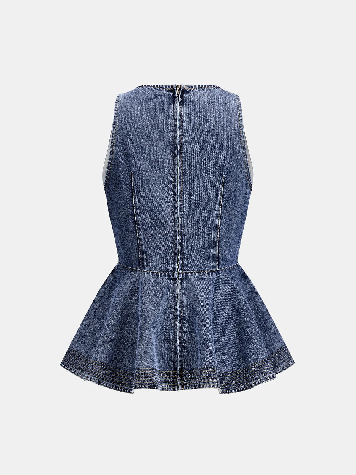 Sleeveless Peplum Denim Tank Top sold by COMMENSE product image thumbnail 3