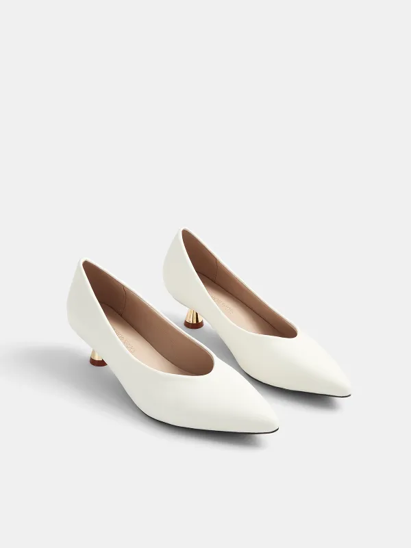 Pointed Toe Kitten Heel Pumps made by COMMENSE