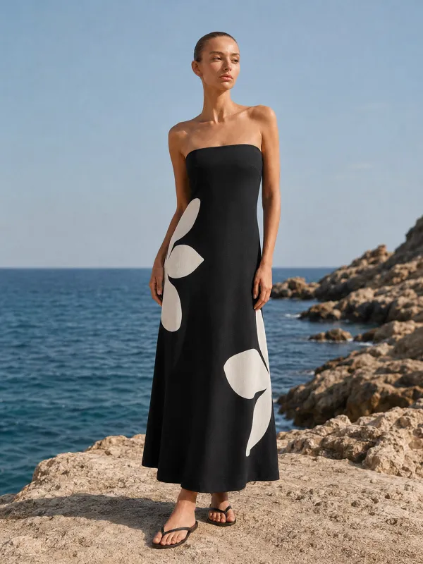 Strapless Floral Print Maxi Dress made by COMMENSE
