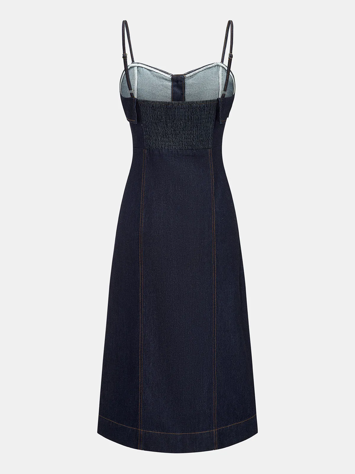 Fold Over Button Down Denim Cami Dress sold by COMMENSE product image thumbnail 3