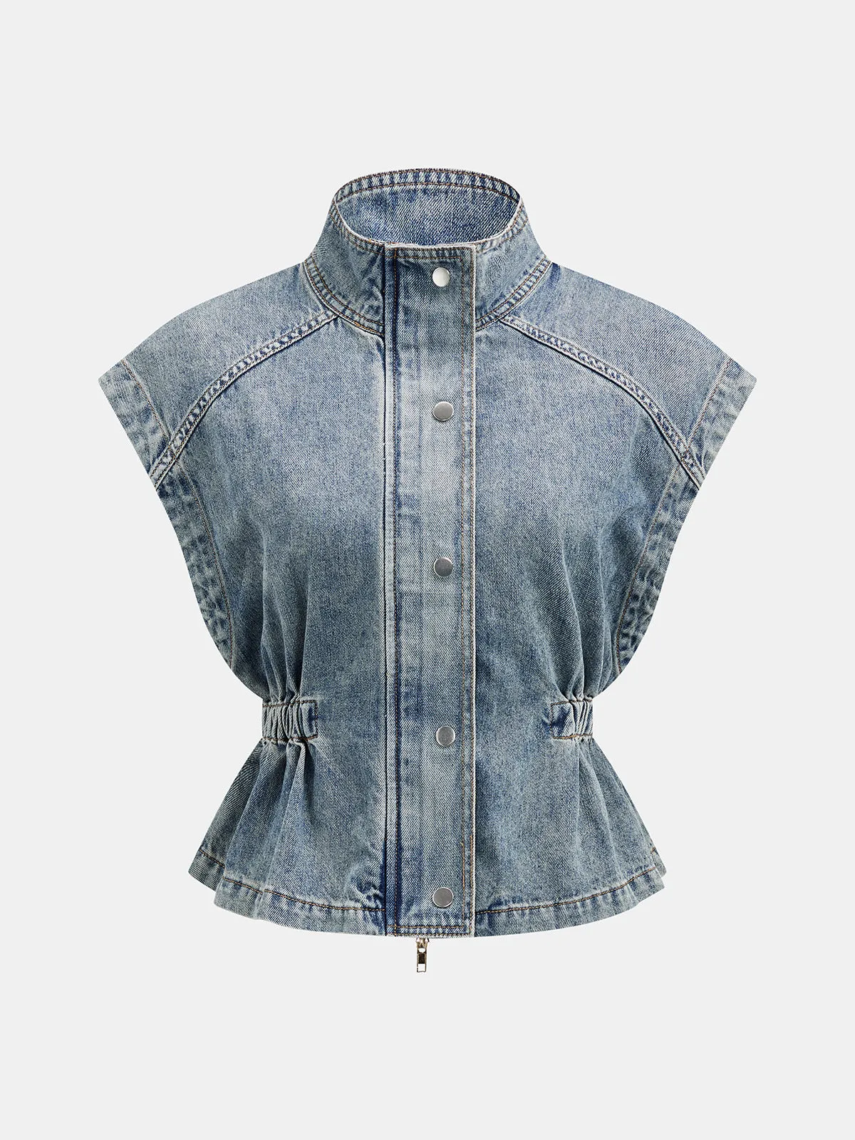 Sleeveless Cinched Waist Denim Top sold by COMMENSE product image thumbnail 2