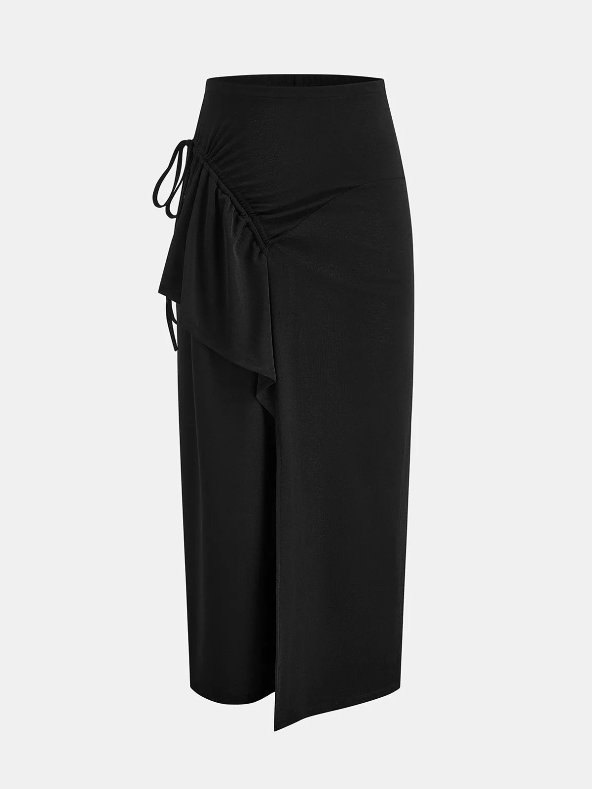Side Drawstring Ruffle Midi Skirt sold by COMMENSE product image thumbnail 2