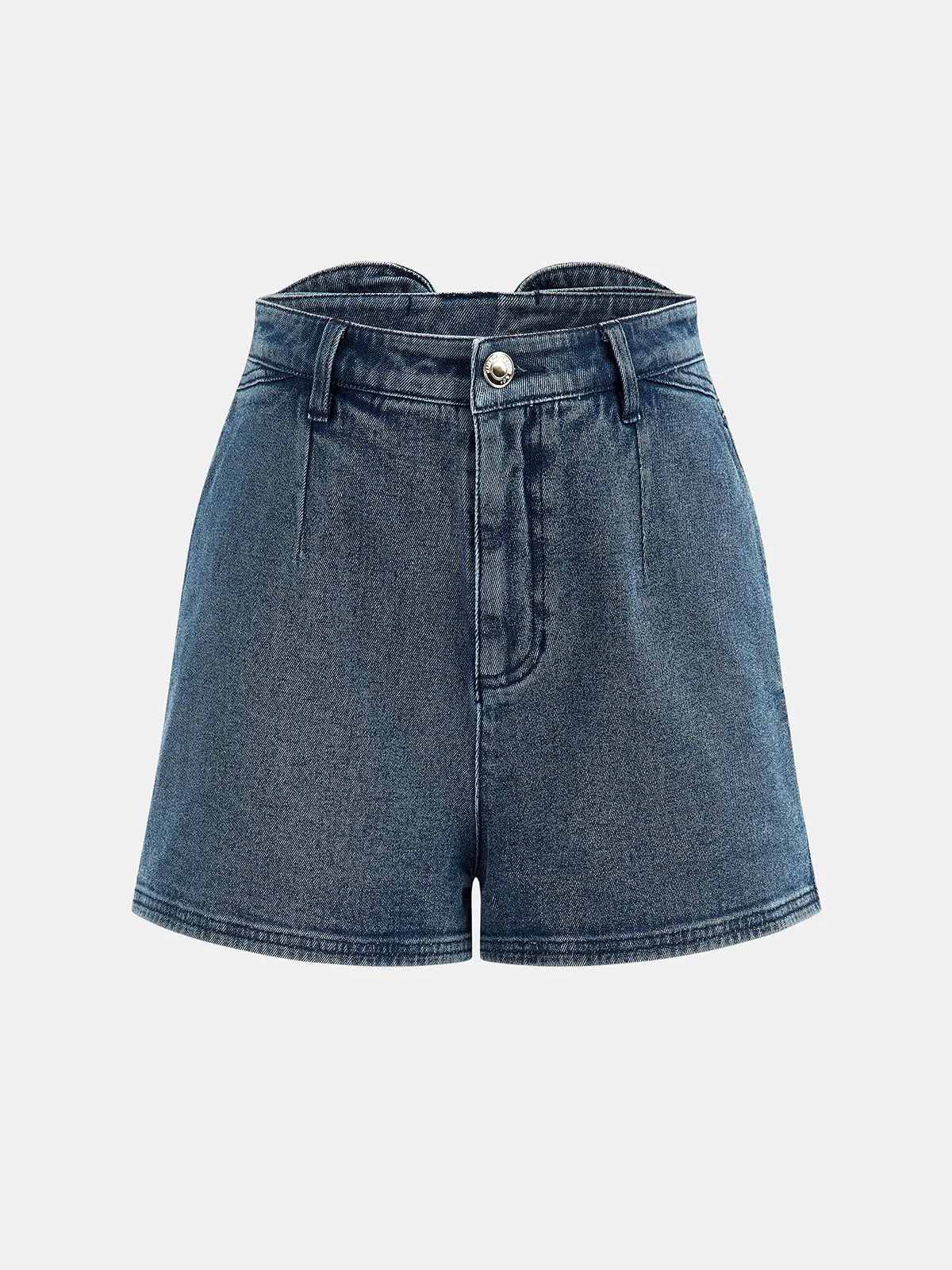 Back Big Bow A-Line Denim Shorts sold by COMMENSE product image thumbnail 3