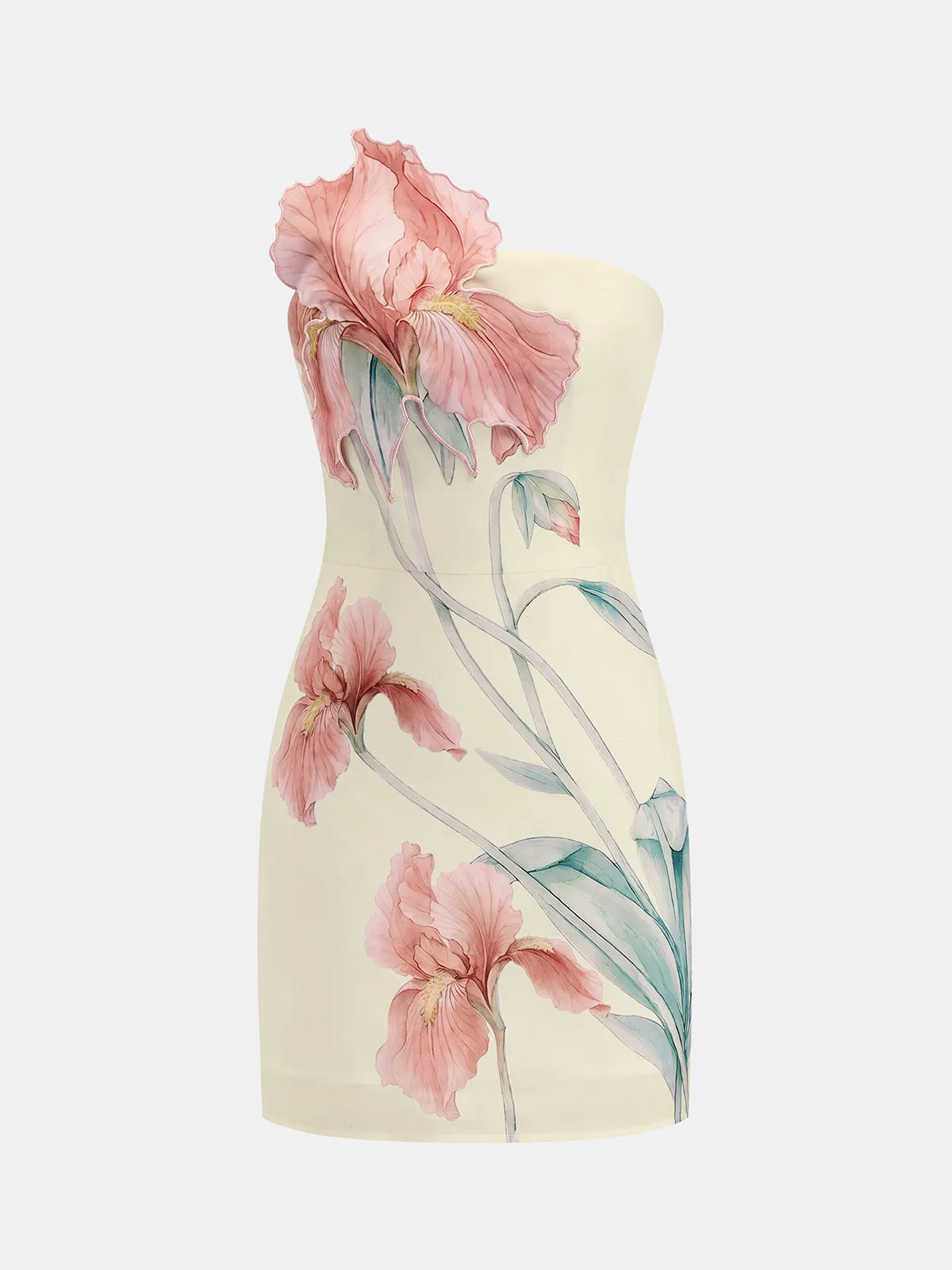3D Iris Floral Strapless Bodycon Mini Dress sold by COMMENSE product image thumbnail 2