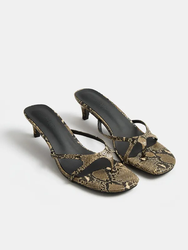 Snake Print Kitten Heel Mule Sandals made by COMMENSE
