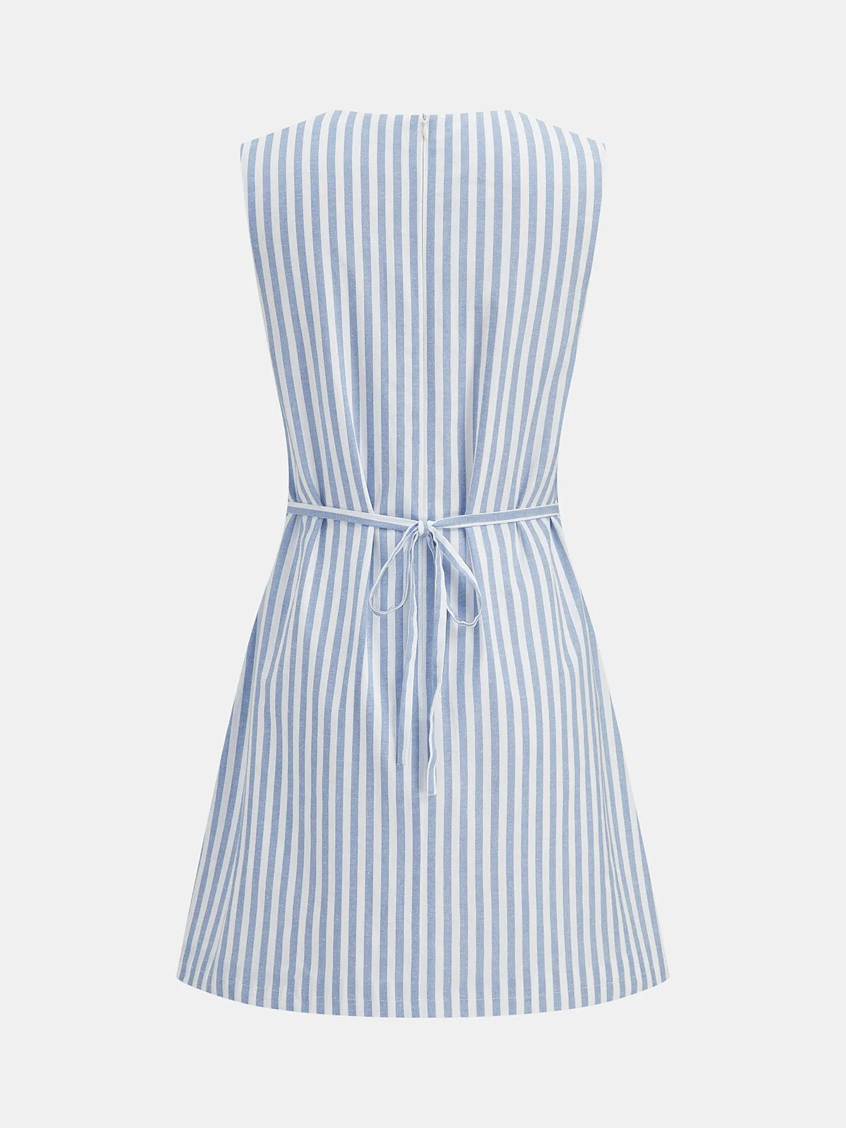 Sleeveless Striped Embroidered Floral Mini Dress sold by COMMENSE product image thumbnail 3